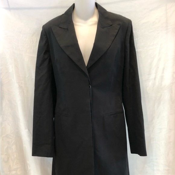 Chic ROMEO GIGLI Slim Black Coat 42 6 - Picture 2 of 9